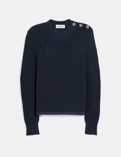 Coach Reversed-logo Pullover Sweater In Navy