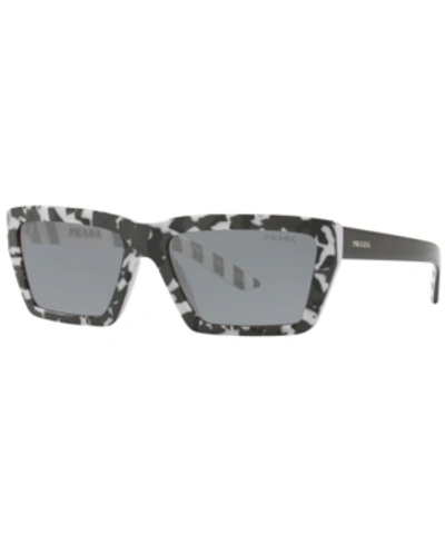 Prada Graphic Rectangle Sunglasses In Grey