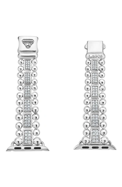 Lagos Smart Caviar Sterling Silver & Diamond Apple Watch® Watchband In Silver/ Diamond