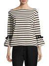 MARC JACOBS Striped Bell-Sleeve Top