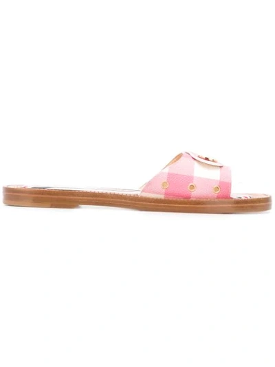 Thom Browne Gingham Check Slide Sandal In Pink