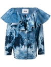 MSGM RUFFLED NECK DENIM JACKET