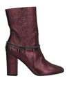 PINKO P_JEAN WOMAN ANKLE BOOTS BURGUNDY SIZE 7 SOFT LEATHER,11667949CL 7