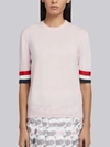 Thom Browne Rwb Cuff Fine Merino Tee In Pink