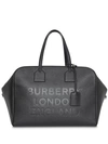 BURBERRY LOGO EMBOSSED LEATHER HOLDALL