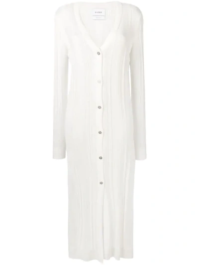 Barrie Long Ribbed Cardigan In White