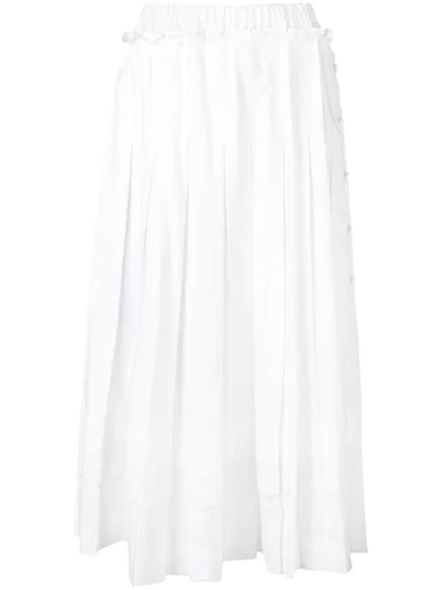 Simone Rocha Broderie Anglaise-trimmed Pleated Cotton-poplin Midi Skirt In White