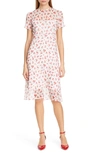HVN Lindy Cherry Print Silk Chiffon Dress,S190701