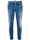 Dsquared2 Distressed Cropped Jeans In Blue