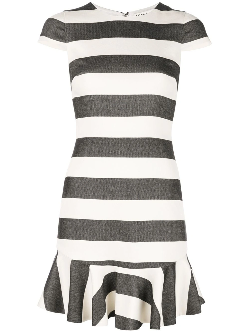 alice and olivia black and white striped dress + Fantine Cap-sleeve Ruffle In Size:12/18 Web Collection: Bridesmaid Maxi Dresses Uscallm Women's Plus Size Ladies dresses Mini length