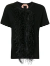 N°21 FEATHER EMBELLISHED T-SHIRT