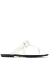 Tod's Leather Thong Sandals In White