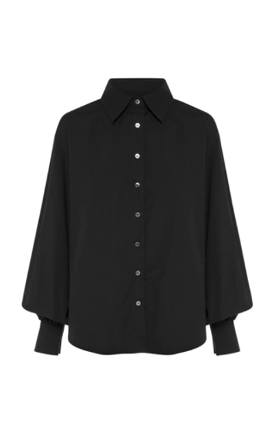 Anna Quan Castiglia Cotton-poplin Button-up Shirt In Black