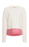MARNI Colour-Blocked Cable-Knit Virgin Wool jumper,GCMD0152Q0FH505