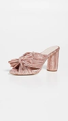 Loeffler Randall Penny Bow-embellished Plissé-lamé Mules In Metallic