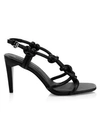 REBECCA MINKOFF Laciann Knotted Leather Heeled Sandals