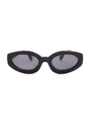 Le Specs Women's The Prowler 53mm Cat Eye Sunglasses In Black/smoke Solid