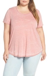 VINCE CAMUTO SCOOPED BURNOUT TEE,9429617