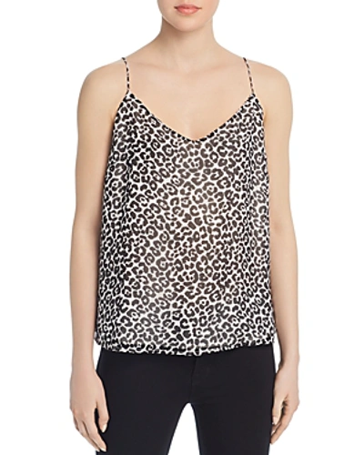 Vince Camuto Snow Leopard-print Camisole Top In Rich Black