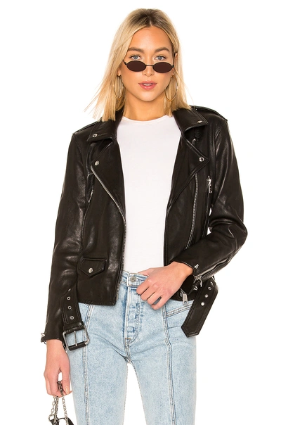 Allsaints Annina Leather Biker Jacket In Black