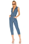 LEVI'S LEVI'S CROPPED TAPER JUMPSUIT IN BLUE.,LEIV-WC5