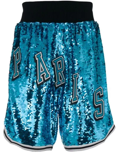 Faith Connexion Transfer Sequined Shorts In Blue
