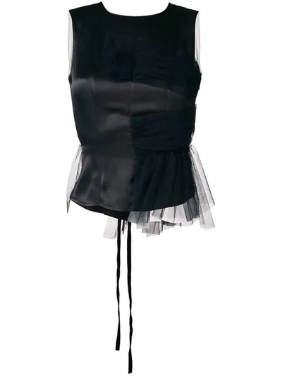 Act N°1 Tulle Back Top - 黑色 In Black