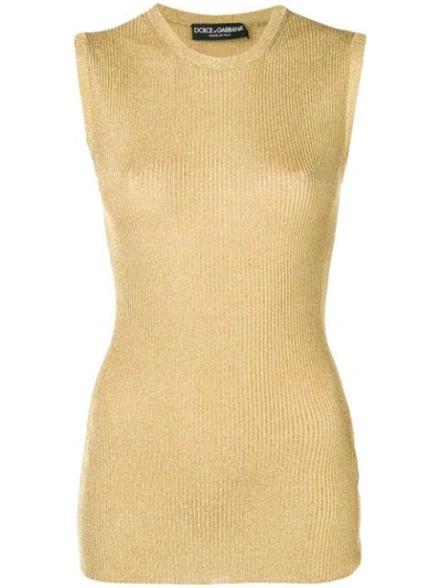 Dolce & Gabbana Knitted Tank Top In Gold