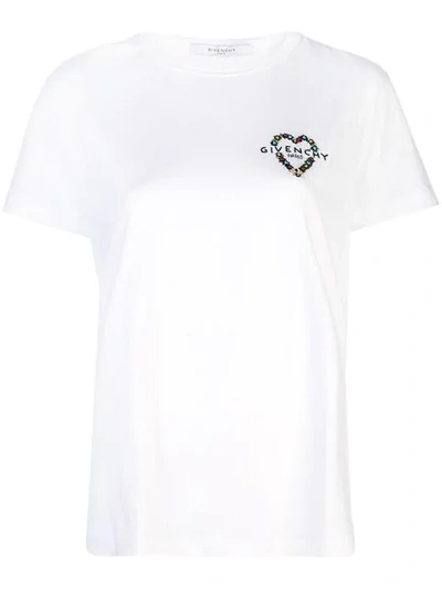 Givenchy Logo Embroidered Cotton Jersey T-shirt In White