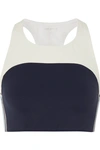 TORY SPORT STRIPED STRETCH-JERSEY SPORTS BRA