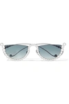 ANNA-KARIN KARLSSON HALF MOON CAT-EYE CRYSTAL-EMBELLISHED WHITE GOLD-PLATED SUNGLASSES