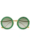 ANNA-KARIN KARLSSON MAGIC YOU CRYSTAL-EMBELLISHED ROUND-FRAME GOLD-PLATED SUNGLASSES