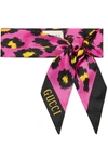 GUCCI Leopard-print silk-twill scarf