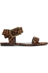 SAINT LAURENT OAK LEOPARD-PRINT CALF HAIR SANDALS