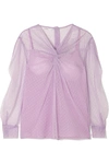 PUSHBUTTON RUCHED POINT D'ESPRIT COTTON AND SILK-BLEND TULLE BLOUSE
