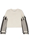3.1 PHILLIP LIM / フィリップ リム CROPPED FRINGED COTTON-BLEND SWEATER