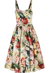 DOLCE & GABBANA FLORAL-PRINT DUCHESSE SILK-SATIN MIDI DRESS