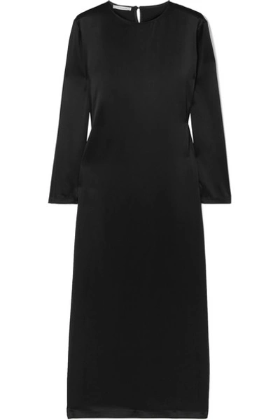 La Collection Jacqueline Silk-satin Midi Dress In Black