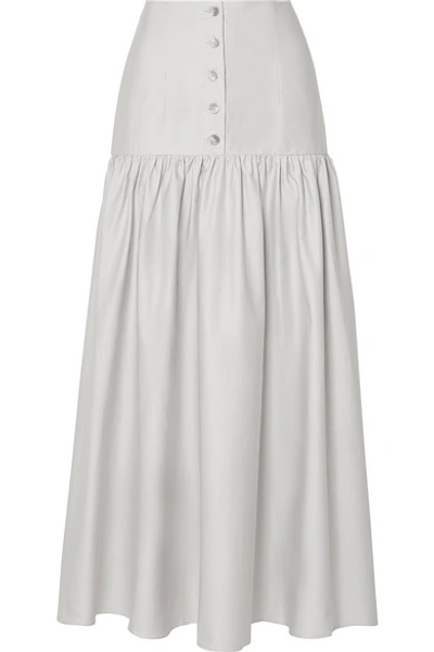 Arias Cotton-poplin Midi Skirt In Light Grey