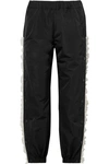Sandy Liang Sonata Lace-trimmed Canvas Track Pants In Black