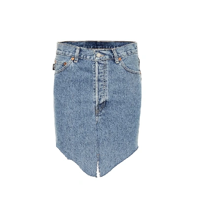 Vetements High-waisted Asymmetric Denim Skirt In Blue