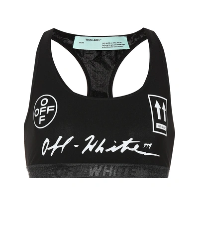 Off-white Logo Print Sports Bra Top In Black