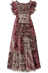 ULLA JOHNSON ZOYA CUTOUT FLORAL-PRINT COTTON AND SILK-BLEND MAXI DRESS