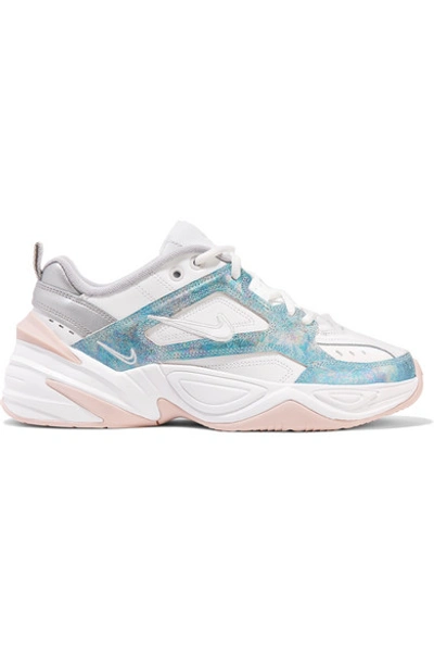 Nike M2k Tekno Leather, Mesh And Satin Sneakers In White