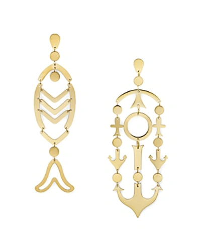 Tory Burch Articulated Fish & Anchor Earrings In Tory Gold