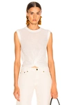 Veronica Beard Kellen Crewneck Cap-sleeve Twist-front Sweater In Ivory