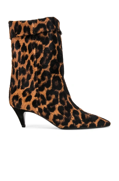 Saint Laurent Charlotte Leopard-print Calf-hair Ankle Boots In Natural & Black