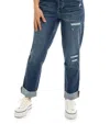 1822 Denim Addy Mid Rise Cuffed Girlfriend Jean In Medium Wash In Multi