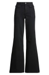 1822 Denim Belle Patch Pocket Flare Jeans In Black