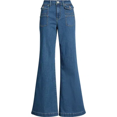 1822 Denim Belle Patch Pocket Relaxed Flare Jeans In Blue